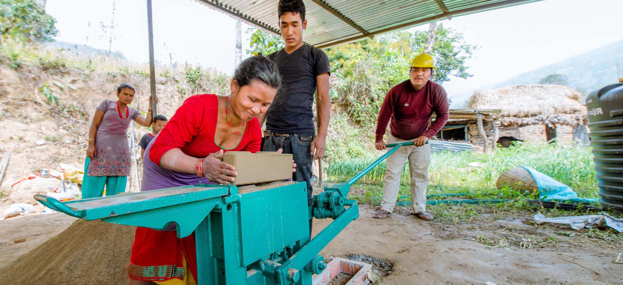 Interlocking brick machine